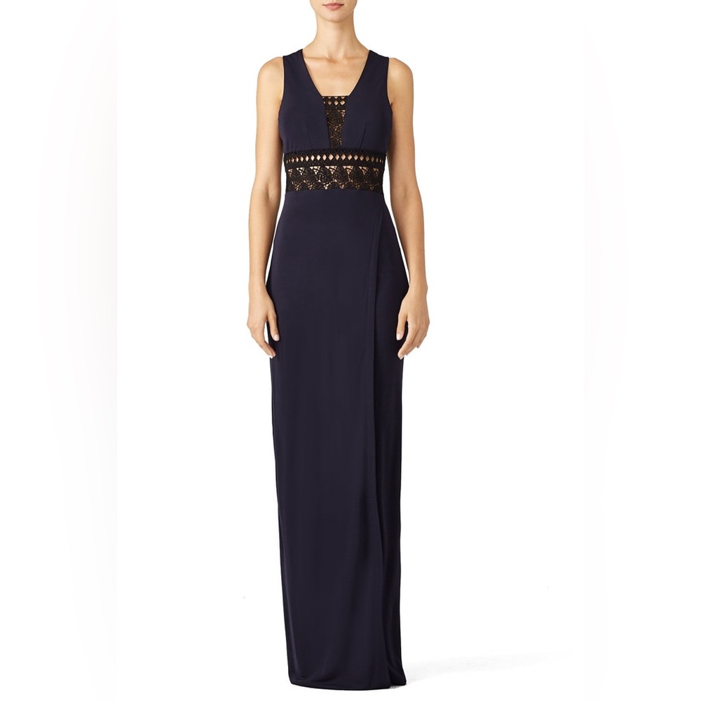 Cut25 navy illusion lace gown